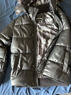 Guess Black Printed Lined Jacket